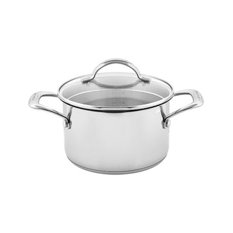 Pentola con coperchio in vetro "STS" cm Ø18/l 2,5