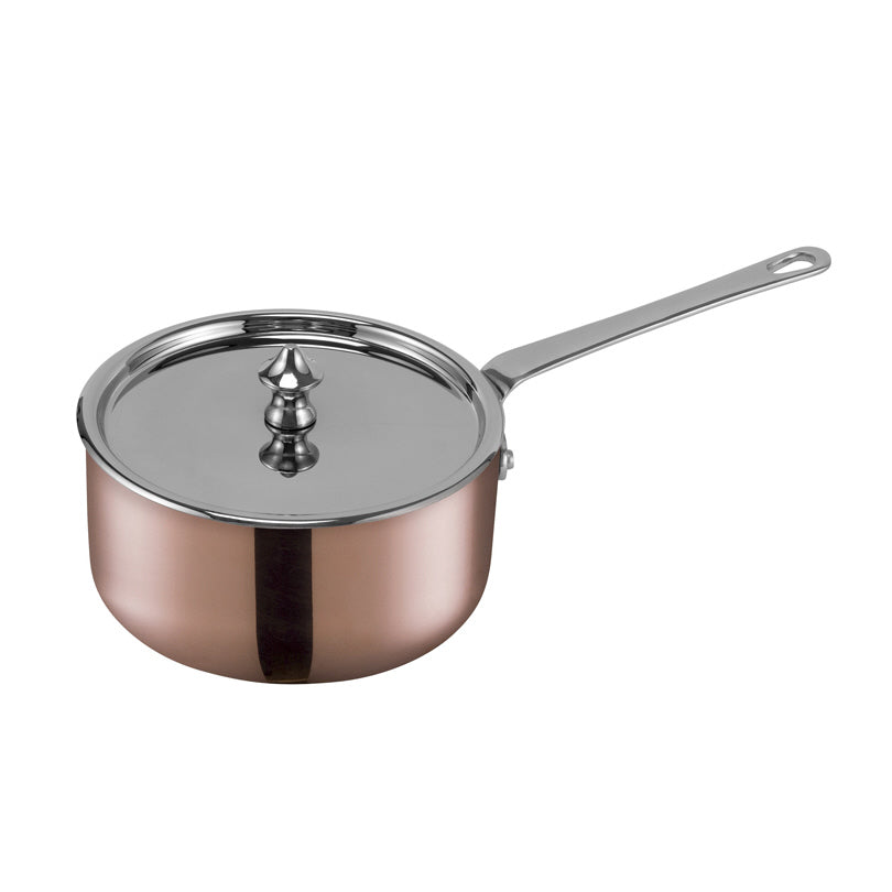 Casseruola "Maitre D'Copper" con manico e coperchio in acciaio cm 14x9,7/l 0,9