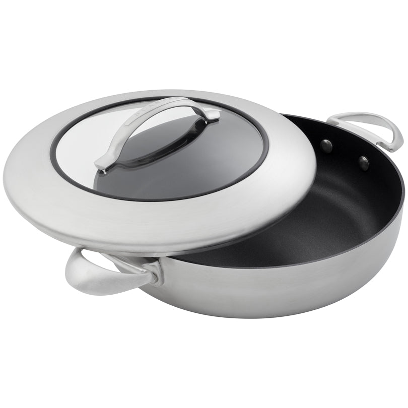 Padella alta "CTX" con 2 manici e coperchio in vetro cm Ø28/l 3,7