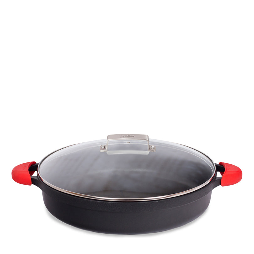 Casseruola bassa con coperchio in vetro, 2 presine in silicone e una borsa in cotone inclusi CM 36/L 7