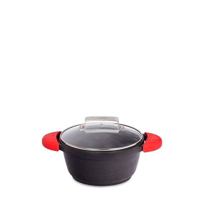 Casseruola alta con coperchio in vetro, 2 presine in silicone e una borsa in cotone inclusi CM 20/L 2,5