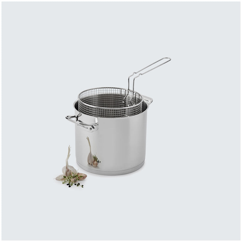 Cestello per frittura  "TechnIQ" alto con manico laterale rimovibile cm Ø20x15,5