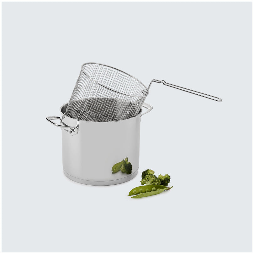 Cestello per frittura  "TechnIQ" alto con manico laterale rimovibile cm Ø20x15,5