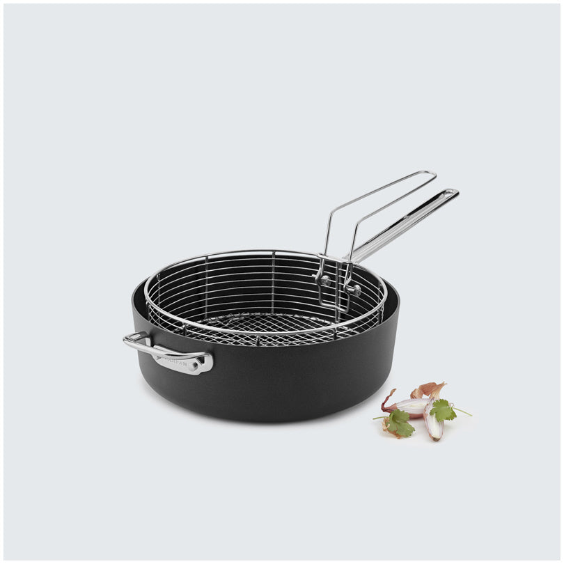 Cestello per frittura TechnIQ basso con manico laterale rimovibile cm Ø28x9