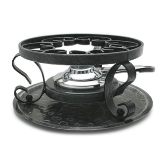 Rechaud in ferro battuto con bruciatore cromato cm 23,5x10,5