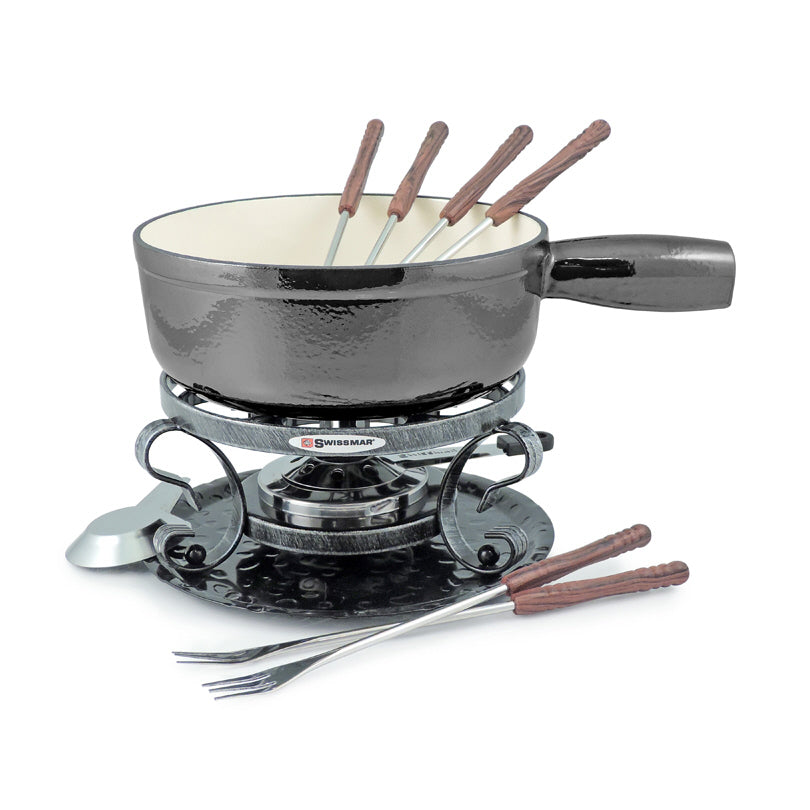 Servizio fonduta formaggio "Lugano" 9 pezzi, metallizzato l2,6/cm 24x32,5x18,5