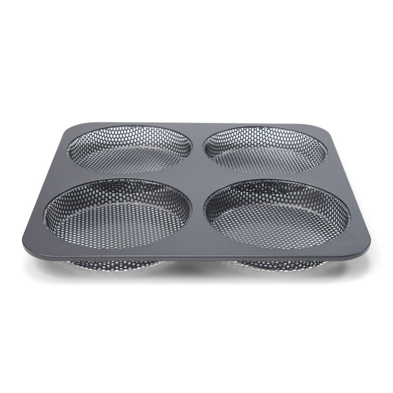 Teglia forata per panini hamburger "Profi", 4 cavità cm Ø12/cm 28x28x2,5