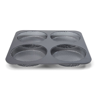 Teglia forata per panini hamburger "Profi", 4 cavità cm Ø12/cm 28x28x2,5