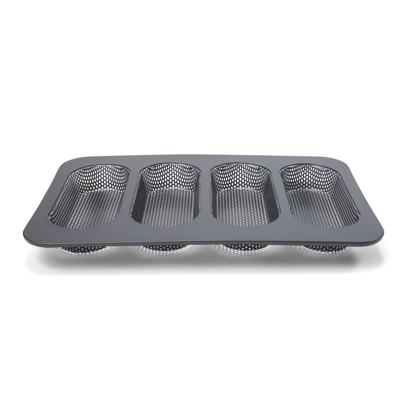 Teglia forata per panini Hot Dog "Profi", 4 cavità cm 17x7/cm 34x23x3