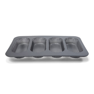 Teglia forata per panini Hot Dog "Profi", 4 cavità cm 17x7/cm 34x23x3