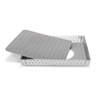 Tortiera quiche quadrato perforato Silver Top con fondo removibile cm 21x21x2,5