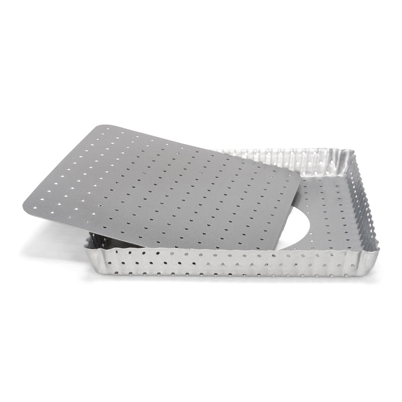 Tortiera quiche quadrato perforato Silver Top con fondo removibile cm 21x21x2,5