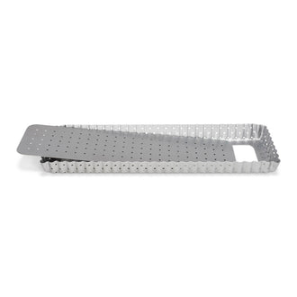 Tortiera quiche rettangolare perforato "Silver Top" con fondo removibile cm 35x11x2,5