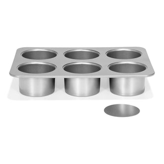 Teglia mini cheesecake con fondi rimovibili "Silver Top", 6 cavità cm Ø8x6/cm 31x22x6