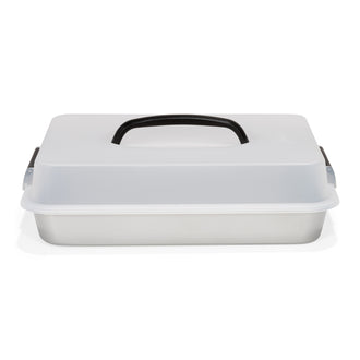 Teglia alta con coperchio per trasporto Silver Top cm 35x24x10