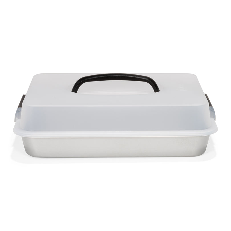 Teglia alta con coperchio per trasporto Silver Top cm 35x24x10