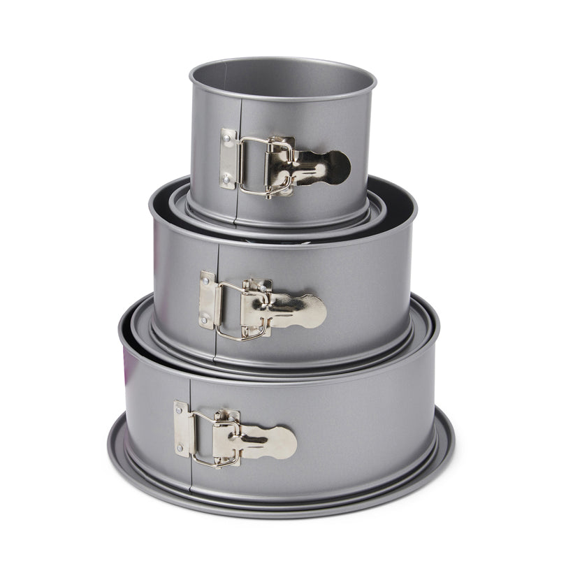 Kit 3 tortiere apribili con fondo salvagioccia "Silver Top" cm Ø12/18/22