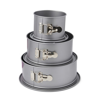 Kit 3 tortiere apribili con fondo salvagioccia "Silver Top" cm Ø12/18/22