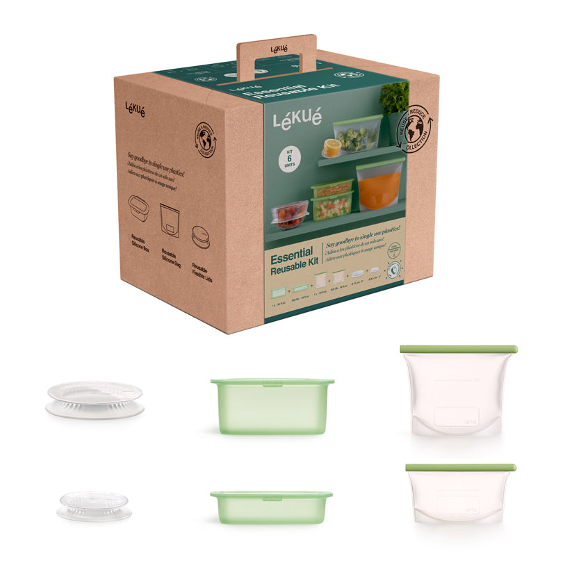 Kit conservazione sostenibile di alimenti "Essential Reusable", 6 pezzi