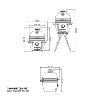 Kamado Compact Basic "Yakiniku", per 2-4 persone cm Ø31/cm 56,5x61,2