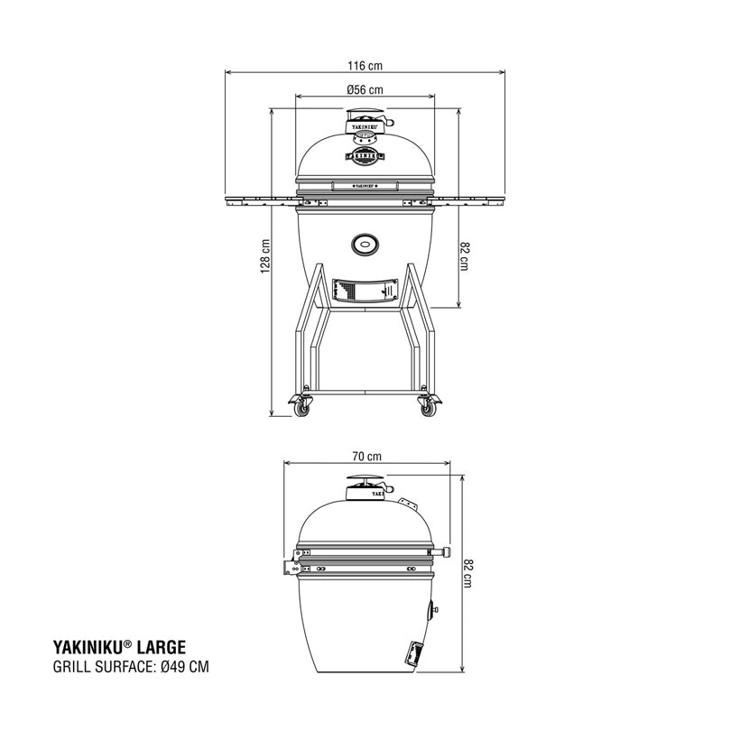 Kamado Large Complete "Yakiniku", per 6-8 persone cm Ø49/cm 117,5x126,