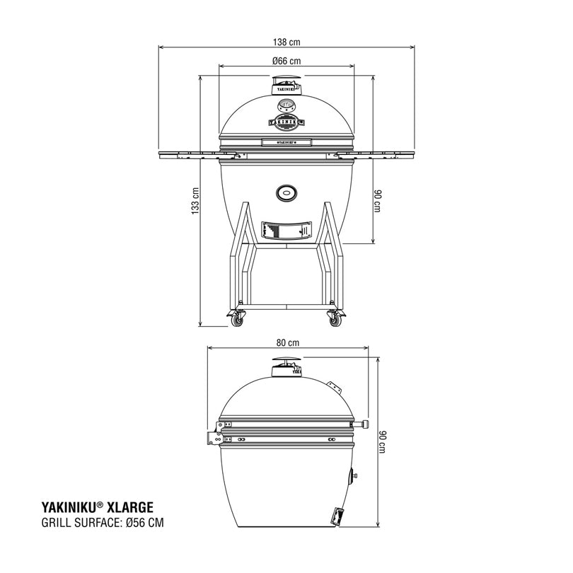 Kamado XLarge Complete "Yakiniku",Griglia per 8-12 persone cm Ø56/cm 134,6x133,