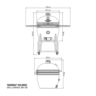Kamado XXLarge Complete "Yakiniku", per 12-15 persone cm Ø61/140x133,5