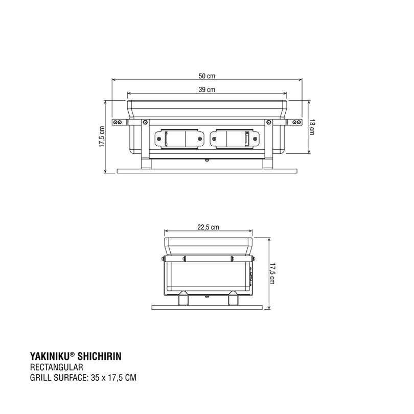 Griglia da tavolo Shichirin rettangolare, per 2-6 persone cm 50x13x17,5