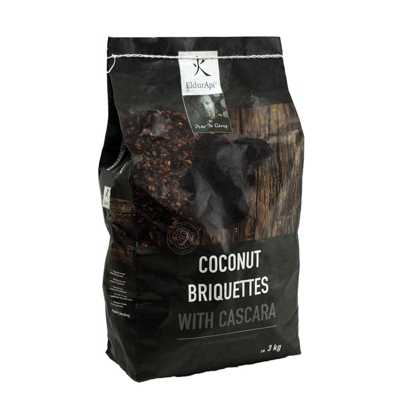 Bricchetti di cocco con cascara, confezione da 3 kg cm 22,5x12x36