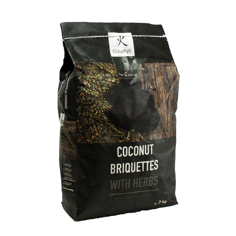 Bricchetti di cocco con erbe, confezione da 3 kg cm 22,5x12x36