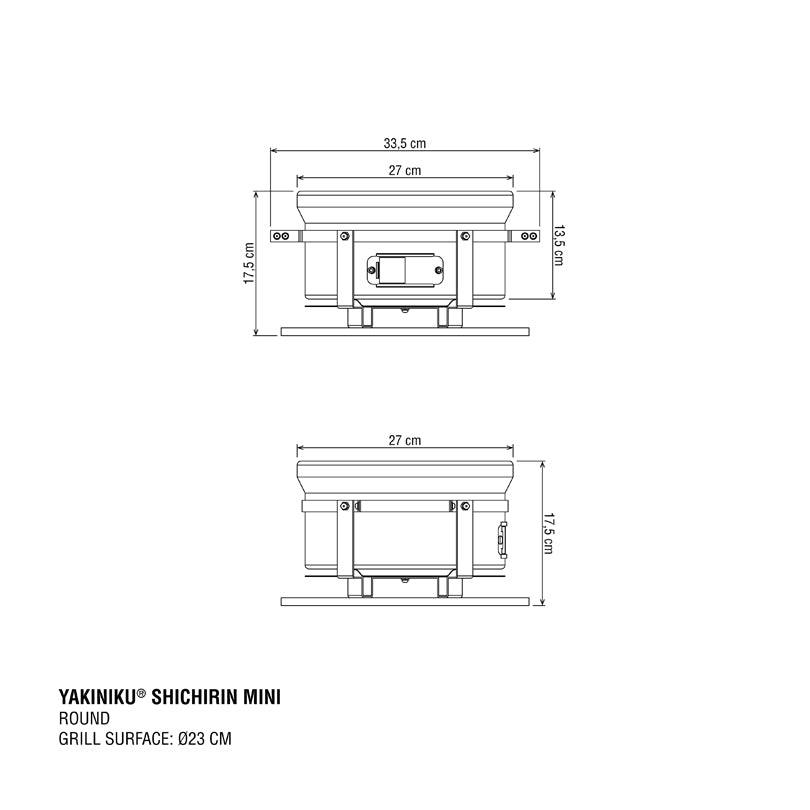 Shichirin griglia da tavolo  Mini tonda, per 2 persone cm Ø23/cm 27x17