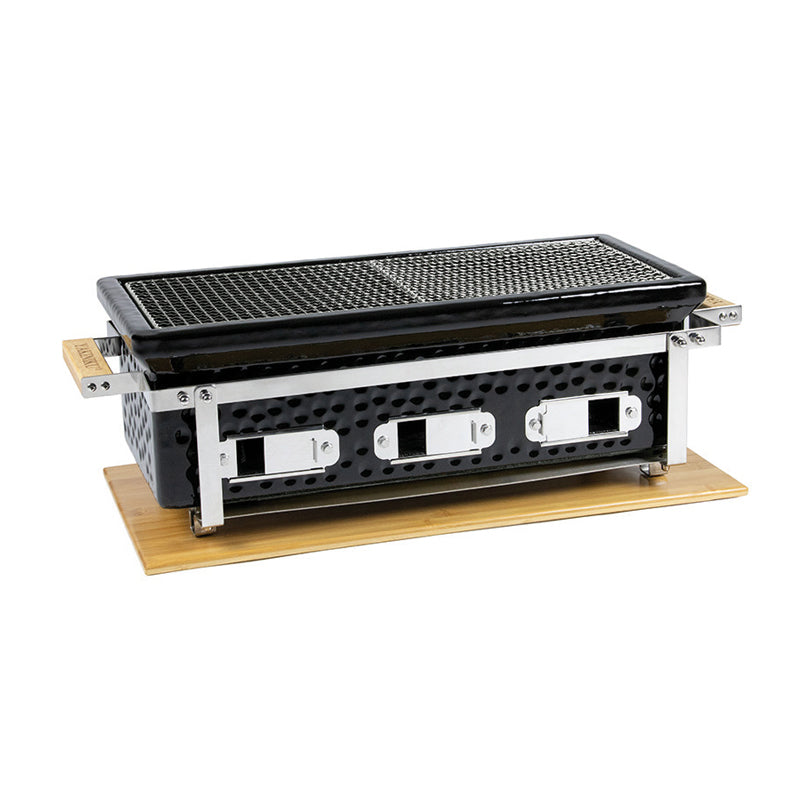 Shichirin Grill da tavolo Large rettangolare, per 4-8 persone cm 66x25x21,5