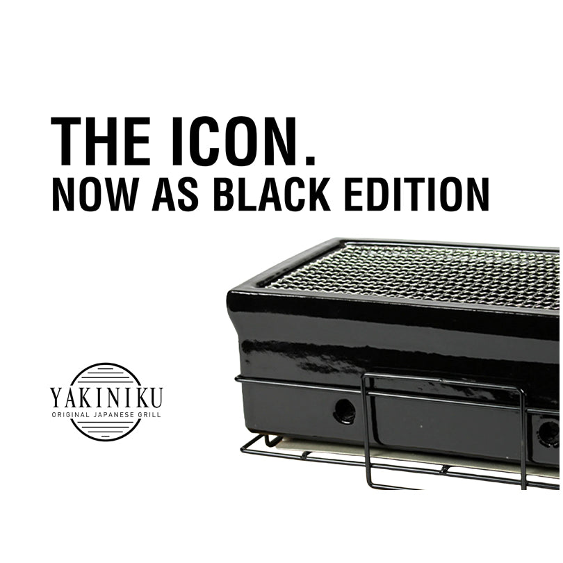 Shichirin Grill da tavolo Medium "Black Edition" rettangolare, per 4-6 persone cm 43x23x18