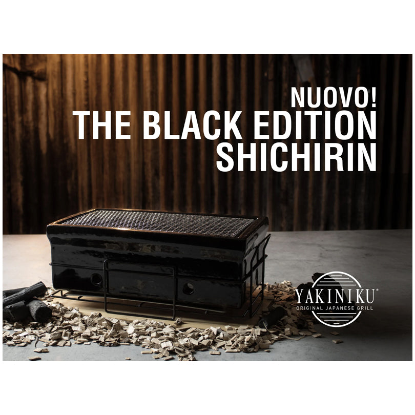 Shichirin Grill da tavolo Medium "Black Edition" rettangolare, per 4-6 persone cm 43x23x18
