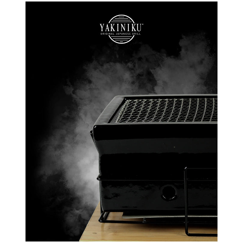 Shichirin Grill da tavolo Medium "Black Edition" rettangolare, per 4-6 persone cm 43x23x18