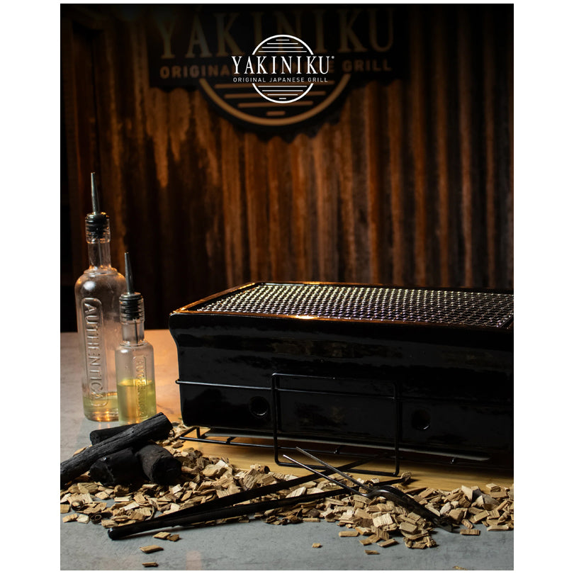 Shichirin Grill da tavolo Medium "Black Edition" rettangolare, per 4-6 persone cm 43x23x18