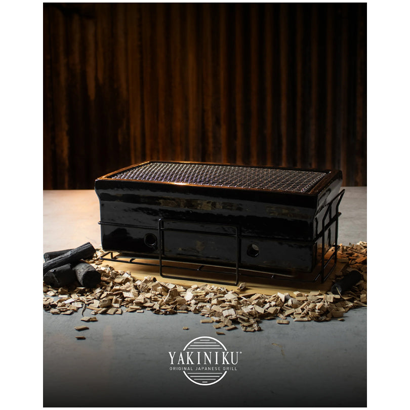 Shichirin Grill da tavolo Medium "Black Edition" rettangolare, per 4-6 persone cm 43x23x18