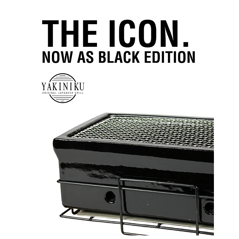 Shichirin Grill da tavolo Medium "Black Edition" rettangolare, per 4-6 persone cm 43x23x18