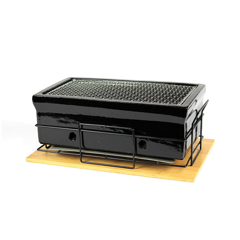 Shichirin Grill da tavolo Medium "Black Edition" rettangolare, per 4-6 persone cm 43x23x18