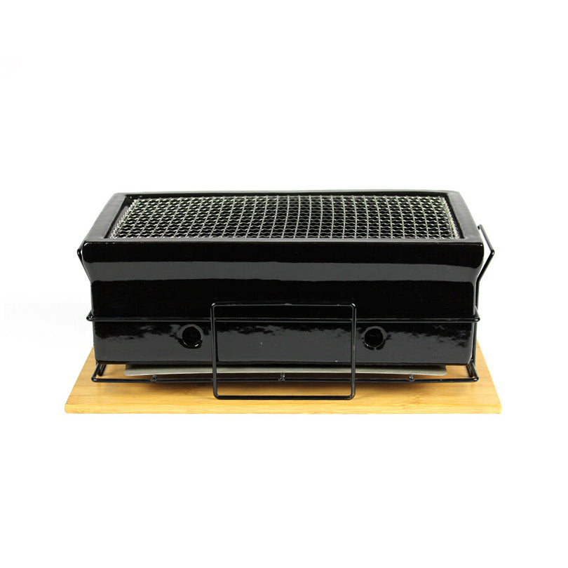 Shichirin Grill da tavolo Medium "Black Edition" rettangolare, per 4-6 persone cm 43x23x18