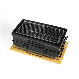 Shichirin Grill da tavolo Medium "Black Edition" rettangolare, per 4-6 persone cm 43x23x18