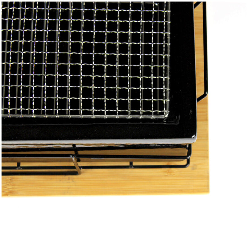 Shichirin Grill da tavolo Medium "Black Edition" rettangolare, per 4-6 persone cm 43x23x18