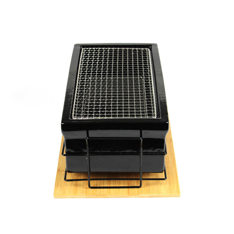 Shichirin Grill da tavolo Medium "Black Edition" rettangolare, per 4-6 persone cm 43x23x18