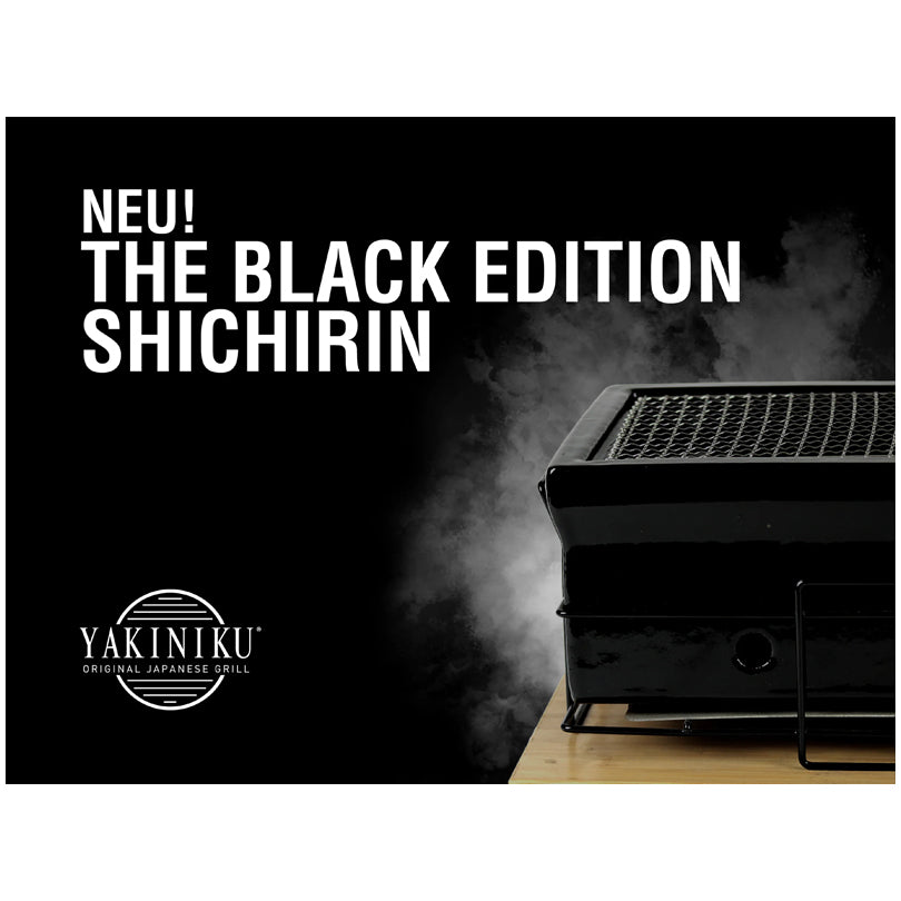 Shichirin Grill da tavolo Medium "Black Edition" rettangolare, per 4-6 persone cm 43x23x18