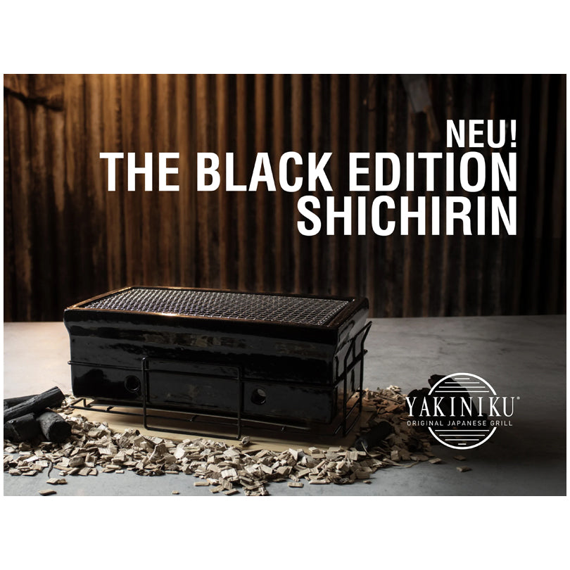 Shichirin Grill da tavolo Medium "Black Edition" rettangolare, per 4-6 persone cm 43x23x18