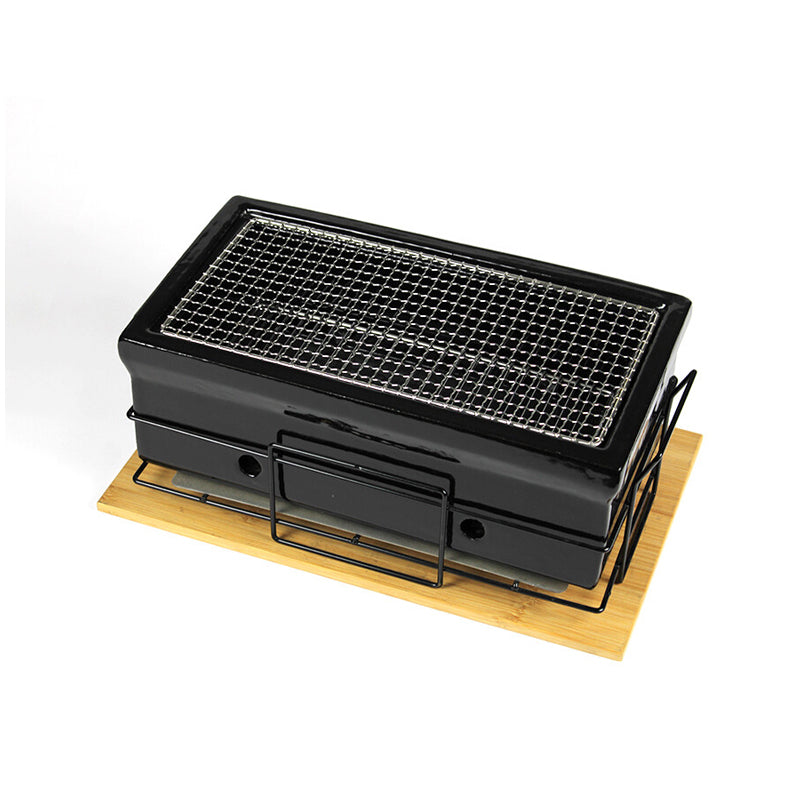 Shichirin Grill da tavolo Medium "Black Edition" rettangolare, per 4-6 persone cm 43x23x18