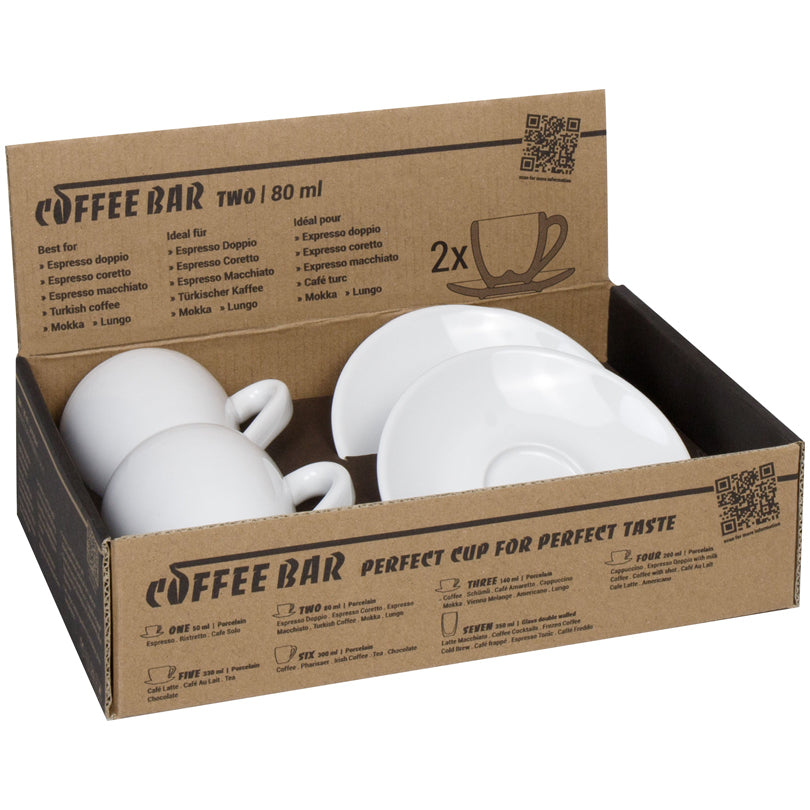 Tazza caffè con piattino "Coffee Bar TWO - Espresso", confezione 2 pezzi ml 80
