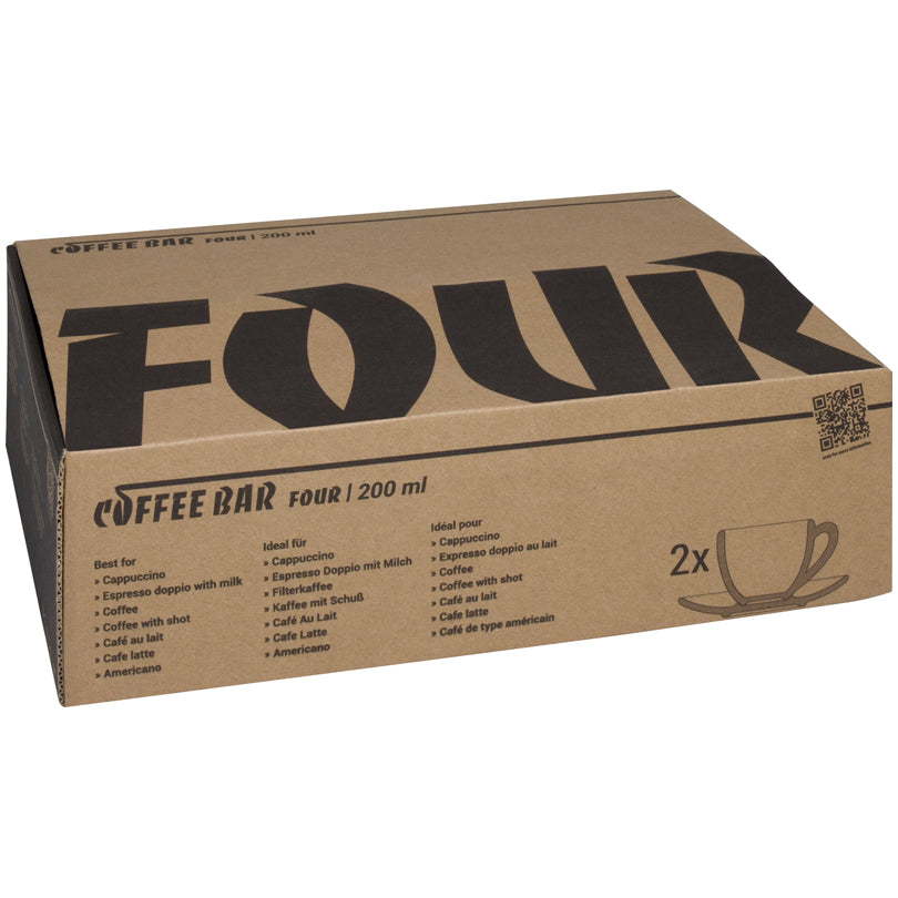 Tazza cappuccino con piattino "Coffee Bar FOUR", confezione 2 pezzi ml 200