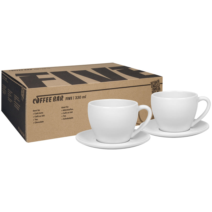 Tazza tè con piattino "Coffee Bar FIVE", confezione 2 pezzi ml 330