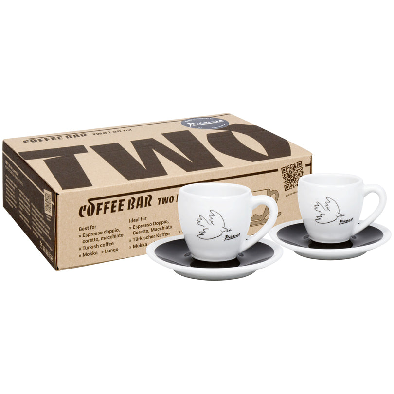 Tazza caffè con piattino "Coffee Bar TWO - Picasso La colombe de la paix", confezione 2 pezzi ml 80/cm Ø6,7x6,2